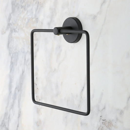 Black Towel Rail Hand Towel Holder Towel Ring Wall Mounted for Bathroom Kitchen, Square Silver Wall Mounted Towel Holder, Stainless Steel - Babila Home