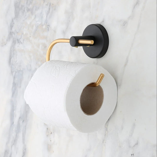 Gold Black Open Toilet Paper Holder, Wall Mounted Wc Paper Holder Toilet Paper Holder - Babila Home