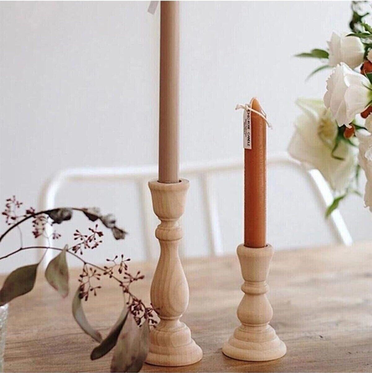 Natural Wooden Candlesticks - Babila Home