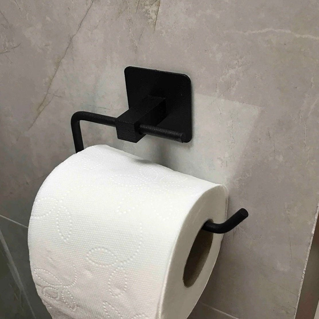 Self Adhesive Toilet Paper Holder, Industrial Modern Toilet Roll Holder, Self Adhesive Tissue Stand Hanger Bathroom Kitchen Storage - Babila Home