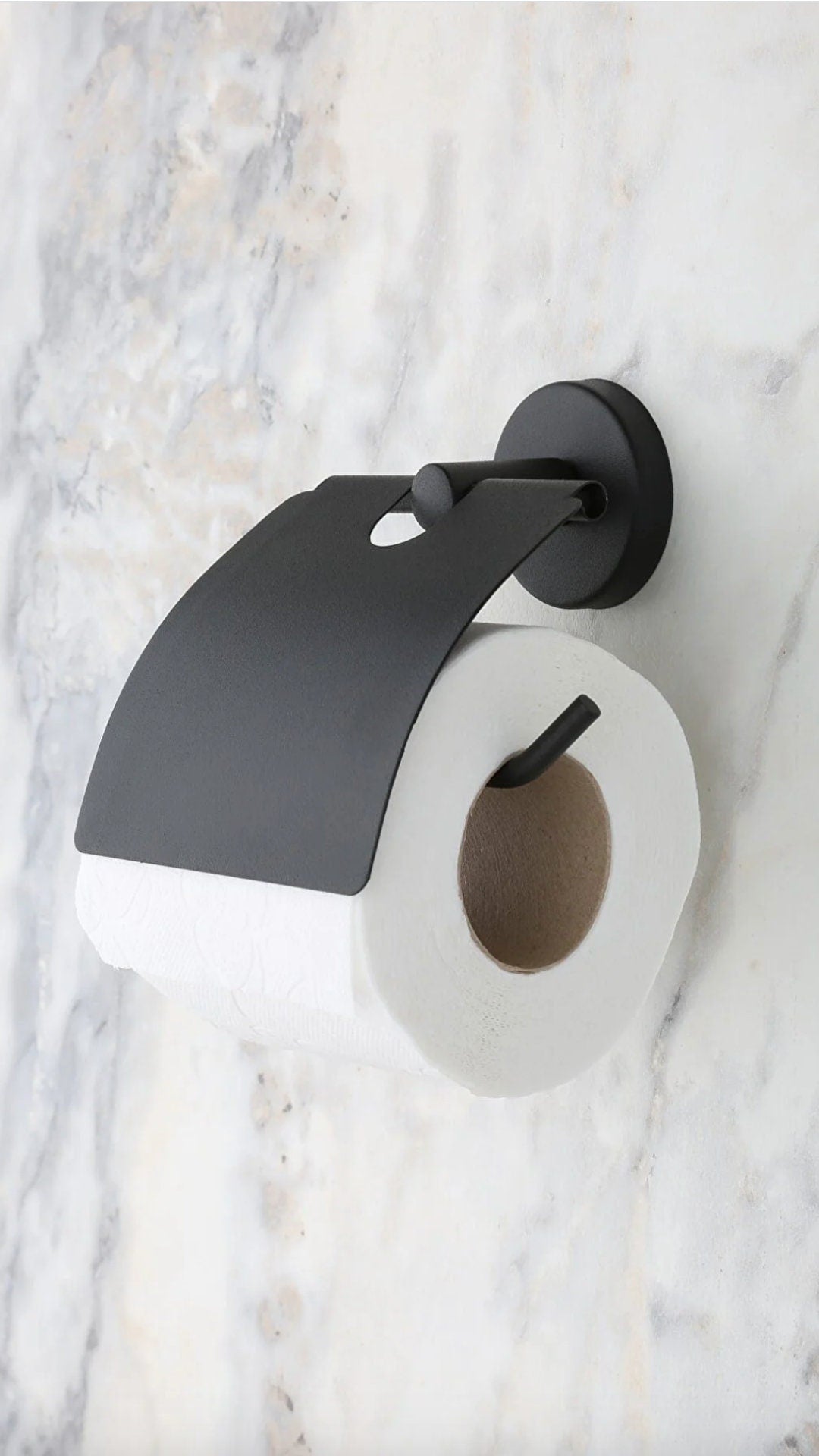 Wall Mounted Black Toilet Paper Holder, Wc Paper Holder, Bathroom Accessories, Bathroom Decoration, Black and Silver - Babila Home